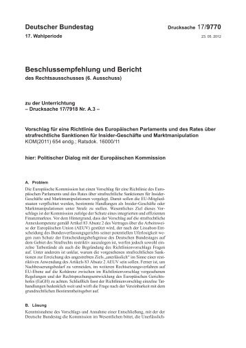 Beschlussempfehlung und Bericht - Deutscher Bundestag