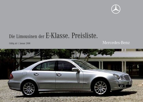 Preisliste Mercedes Benz E Klasse Limousine W211 Vom 01 01 2008