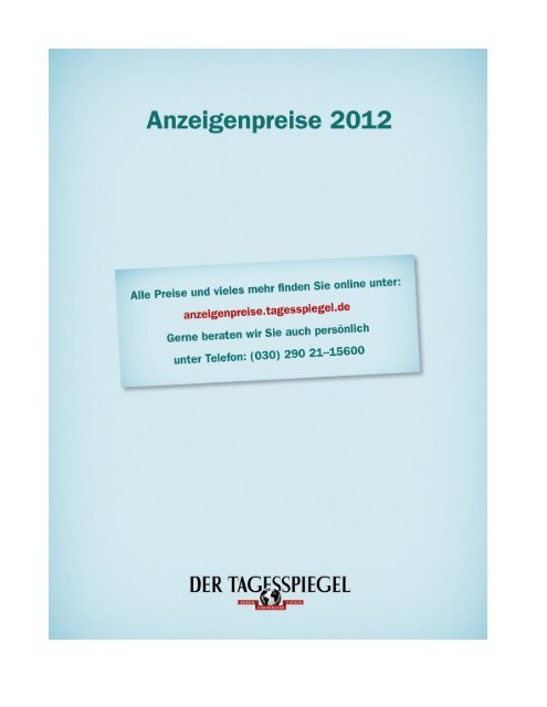 Tagesspiegel Anzeigenpreise 2012