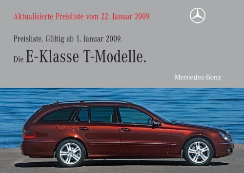 Preisliste Mercedes Benz E Klasse T Modell Kombi S211 Vom 22 01 2009