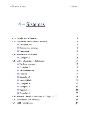 Análise de Sinais Cap. 4 – Sistemas - UBI