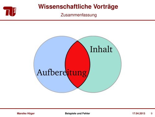 Beispiele und Fehler - Wissenschaftliche Präsentation - Fachgebiet ...