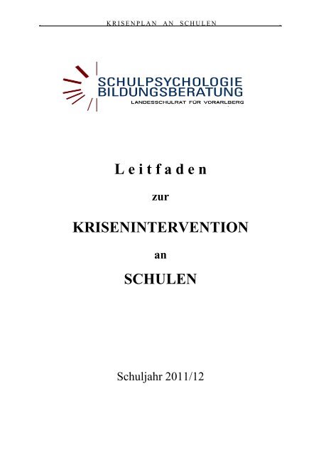 L eitfaden KRISENINTERVENTION SCHULEN - Landesschulrat für ...