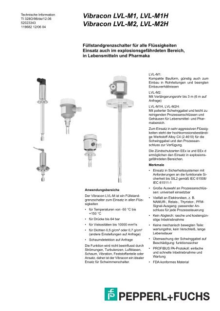 Vibracon LVL-M1, LVL-M1H Vibracon LVL-M2 ... - Pepperl+Fuchs