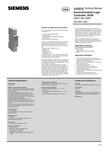 instabus Technical Manual Event-Schedule-Logic Controller, N350 5WG1 350-1AB01