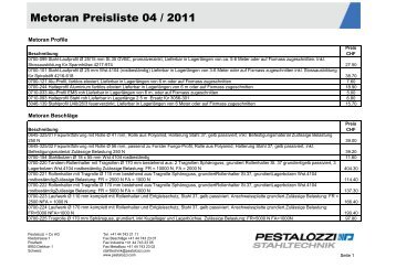 Metoran Preisliste 04 / 2011 - Stahltechnik