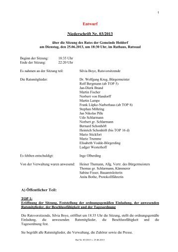 Protokoll vom 25.06.2013 - Gemeinde Holdorf