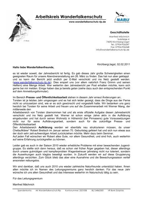 Arbeitskreis Wanderfalkenschutz Wanderfalkenschutz In