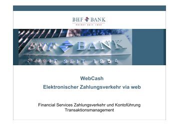WebCash - BHF-BANK Aktiengesellschaft
