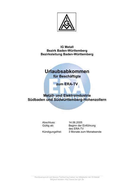 Urlaubsabkommen - IG Metall Baden-Württemberg