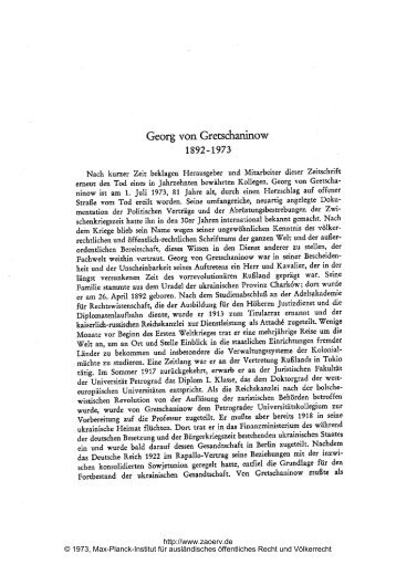 Georg von Gretschaninow - Zeitschrift für ausländisches öffentliches ...
