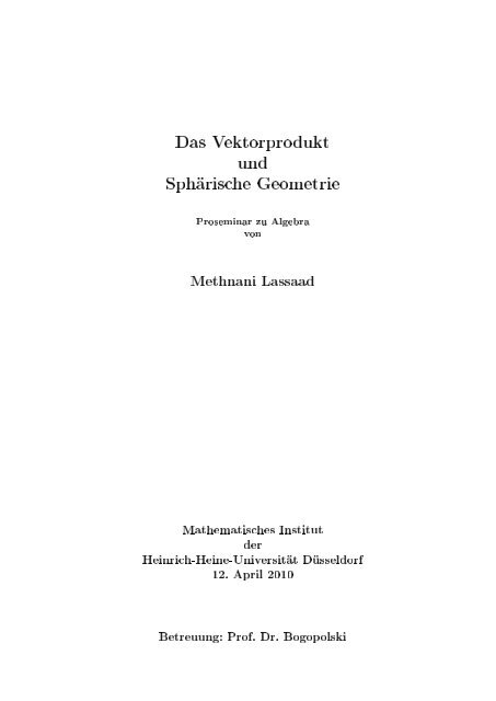 Methnani Lassaad - Mathematik - Heinrich-Heine-Universität ...