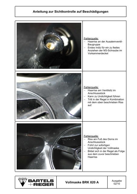 Sichtkontrolle Anschlussstück BRK 820 A