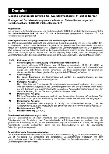 Bedienungsanleitung SIROLUX m. Lichtsensor - Doepke