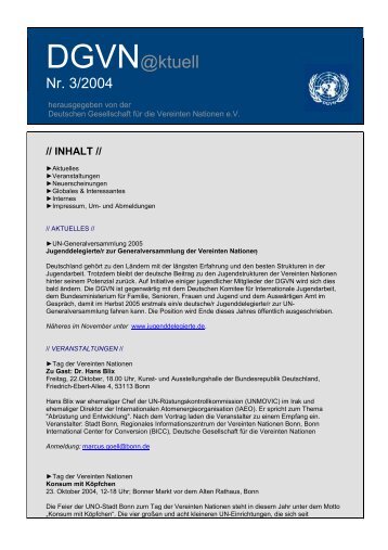 DGVN@ktuell - Deutsche Gesellschaft für die Vereinten Nationen eV