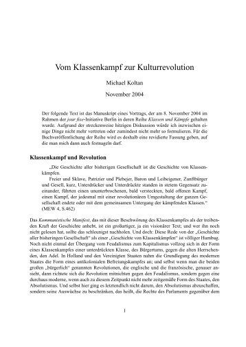 Vom Klassenkampf zur Kulturrevolution - Thecockroaches.de