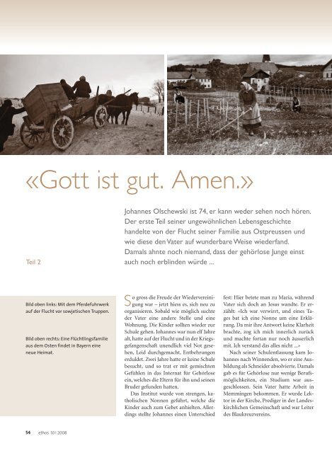 «Gott ist gut. Amen.» - Ethos