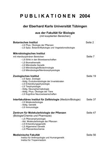 P U B L I K A T I O N E N   2004 - TOBIAS-lib - Universität Tübingen