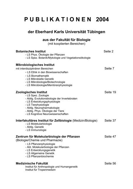 P U B L I K A T I O N E N   2004 - TOBIAS-lib - Universität Tübingen