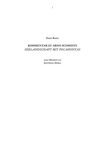 kommentar zu arno schmidts seelandschaft mit pocahontas