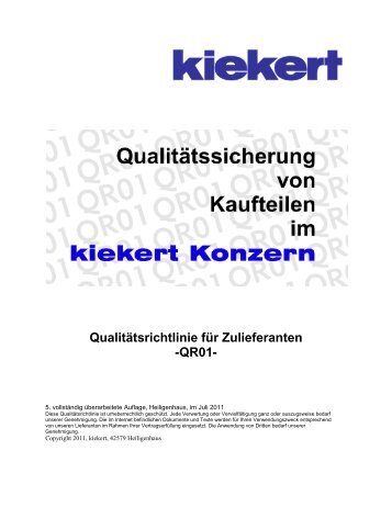 Qualitätsrichtlinie für Lieferanten QR01 - Kiekert Partner Portal