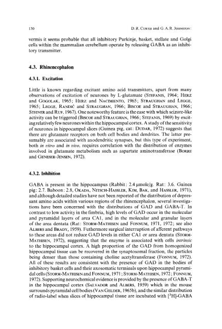 Amino acid transmitters in the mammalian central nervous system