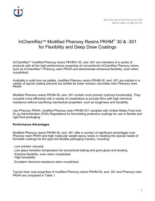 301 for Flexibility and Deep Draw Coatings - Phenoxy Resins ...