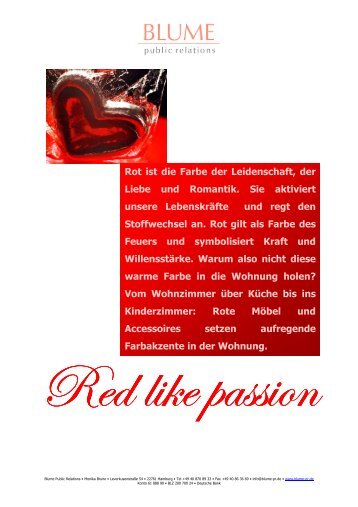 Rot ist die Farbe der Leidenschaft, der Liebe und ... - Blume PR