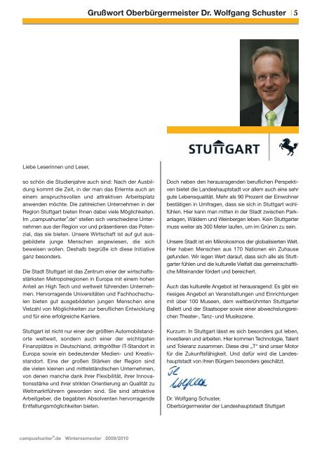 Ausgabe Stuttgart - Wintersemester 2009 - campushunter.de