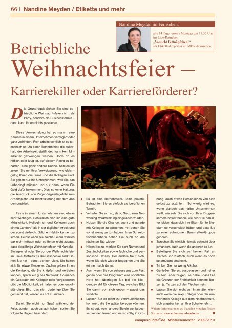 Ausgabe Stuttgart - Wintersemester 2009 - campushunter.de