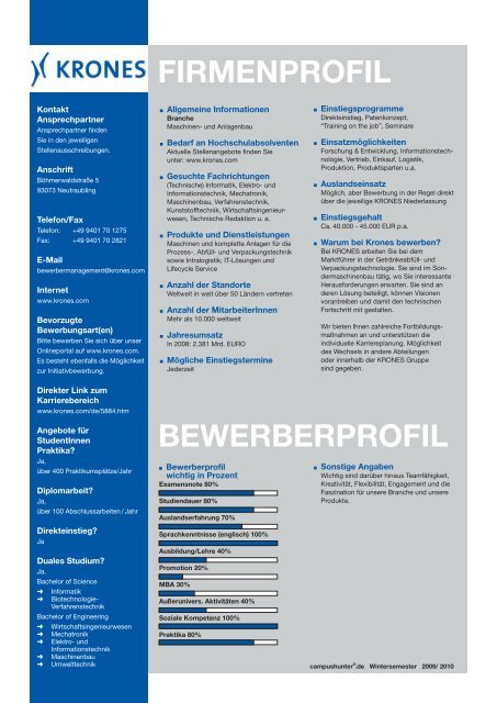 Ausgabe Stuttgart - Wintersemester 2009 - campushunter.de