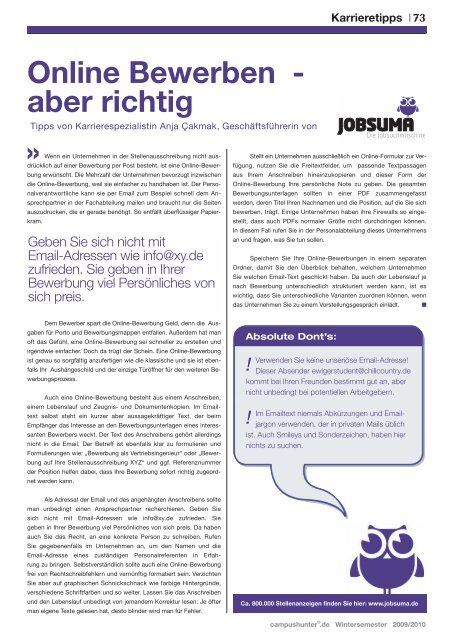 Ausgabe Stuttgart - Wintersemester 2009 - campushunter.de