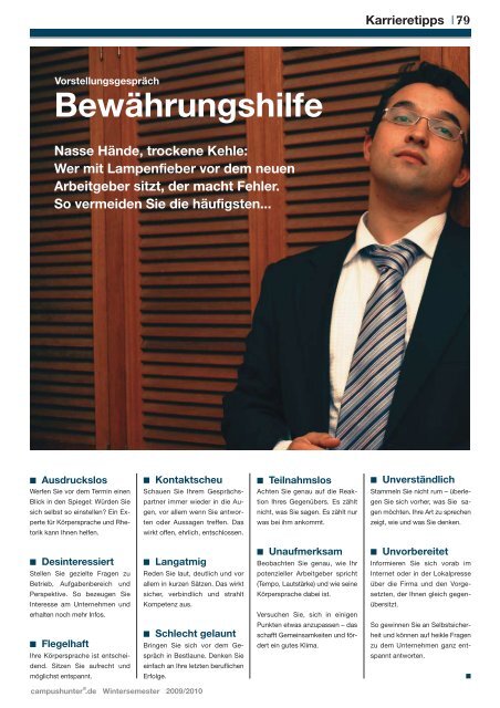 Ausgabe Stuttgart - Wintersemester 2009 - campushunter.de