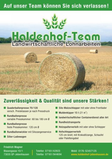 Flyer Haldenhof-Team - auf dem Haldenhof in Jebenhausen