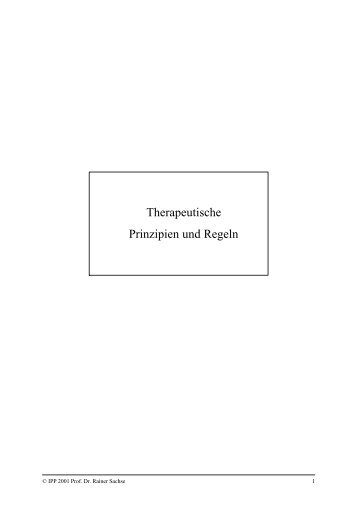Therapeutische Prinzipien und Regeln