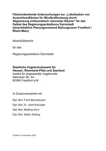 Avifaunistisches Gutachten zur Windkraft, Text - BUND Kreisverband ...