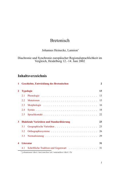 Bretonisch - Johannes Heinecke