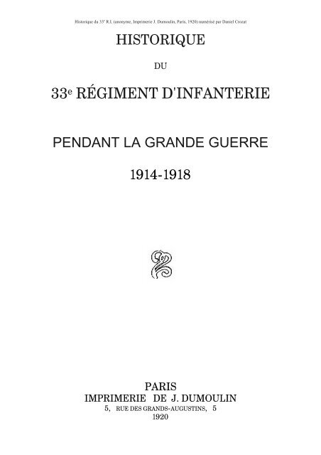 PDF "Historique du 33e RI pendant la Grande ... - HoriZon14-18.eu