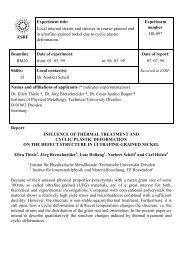 ESRF Experiment title: Local internal strains and stresses in coarse ...