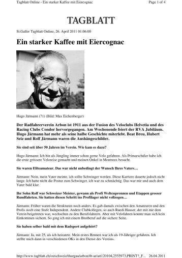 Ein starker Kaffee mit Eiercognac - Radfahrer Verein Arbon