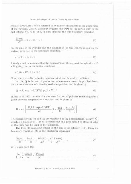 Numerical Analysis of Defects Caused by Thermolysis in an Infinite ...