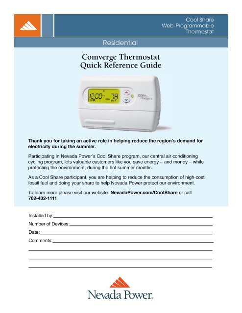 Comverge thermostat manual 2017