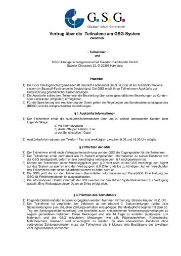 Vertrag über die Teilnahme am GSG-System - Gsg-bfh.de