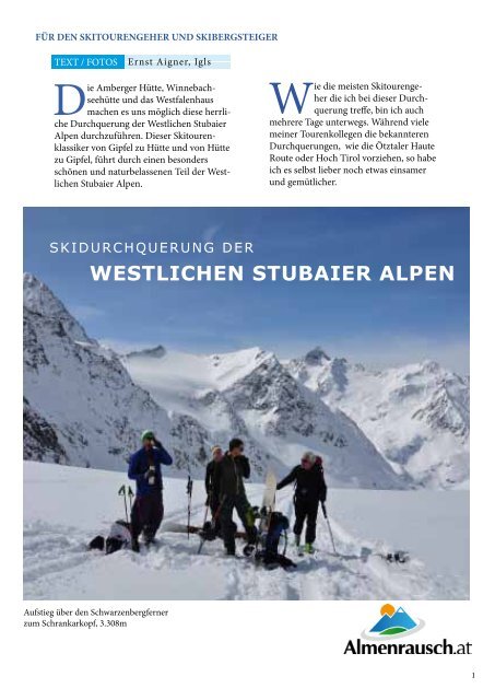 Skidurchquerung der Westlichen Stubaier Alpen - Almenrausch