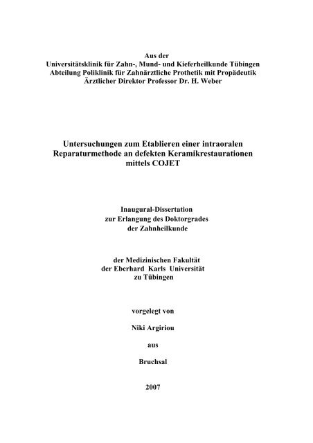 Untersuchungen zum Etablieren einer intraoralen - TOBIAS-lib ...