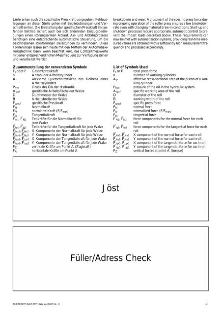 Kraftverteilung im Arbeitsspalt von Hochdruck ... - Bauverlag