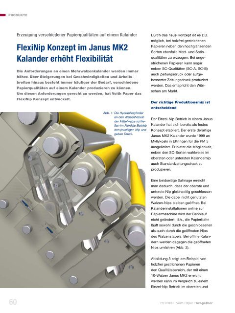 FlexiNip Konzept im Janus MK2 Kalander erhöht Flexibilität - Voith