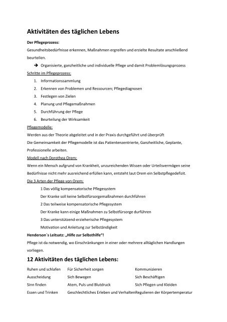 12 Aktivitäten des täglichen Lebens - MedStud.at