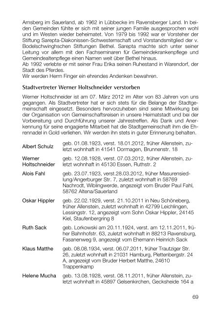 Sommer 2012 - Stadtgemeinschaft Tilsit eV - Landsmannschaft ...