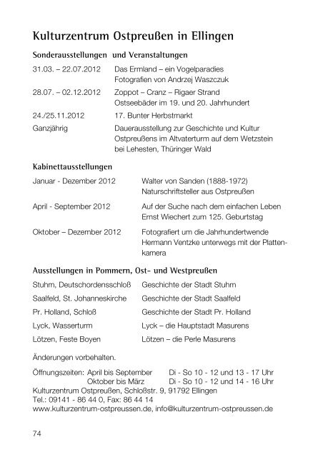 Sommer 2012 - Stadtgemeinschaft Tilsit eV - Landsmannschaft ...